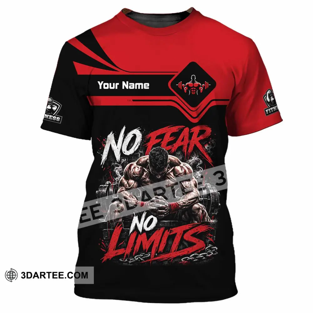 Unisex Shirt - Custom Fitness No Fear No Limits Shirt - T-Shirt / S - T-shirt