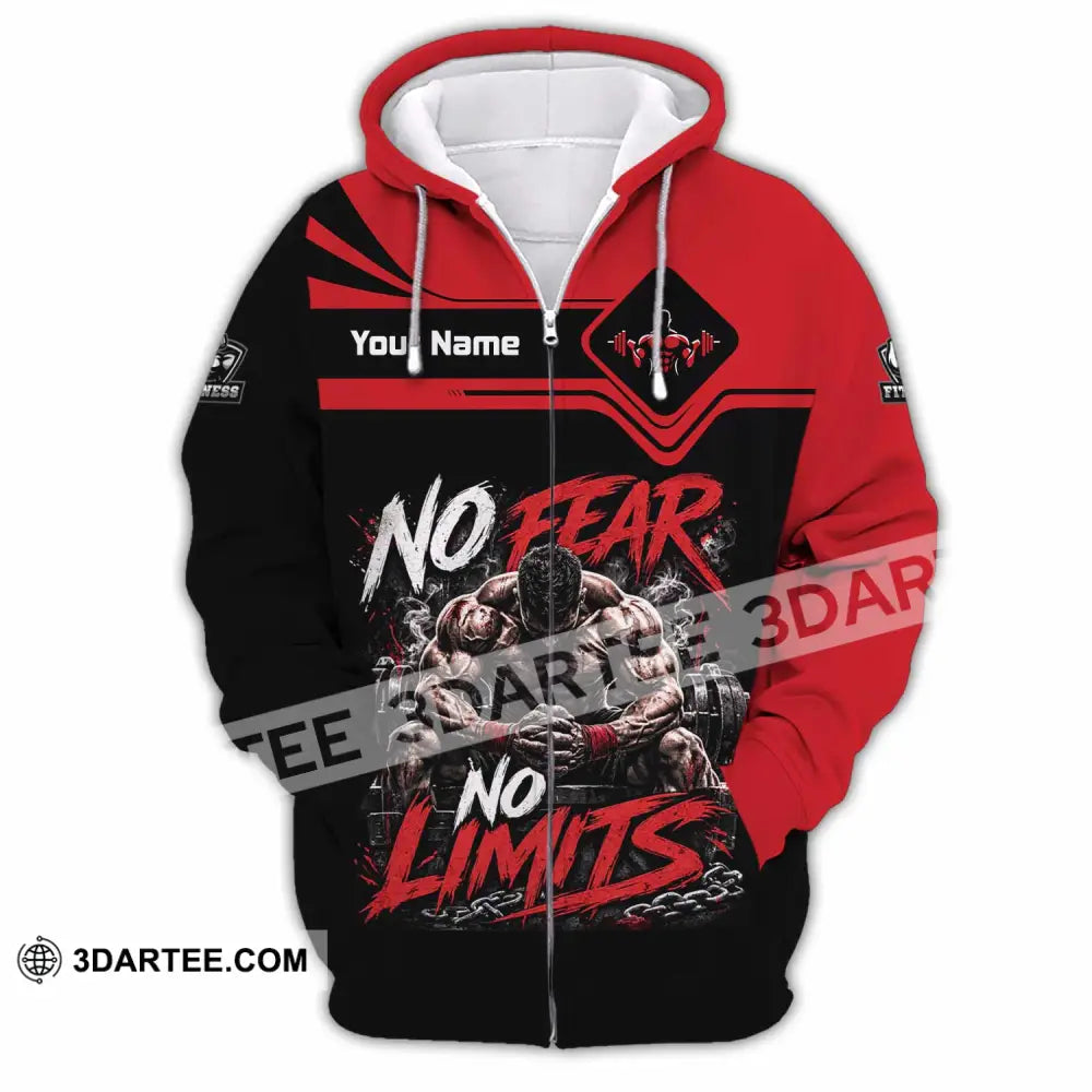 Unisex Shirt - Custom Fitness No Fear No Limits Shirt - Zipper Hoodie / S - T-shirt
