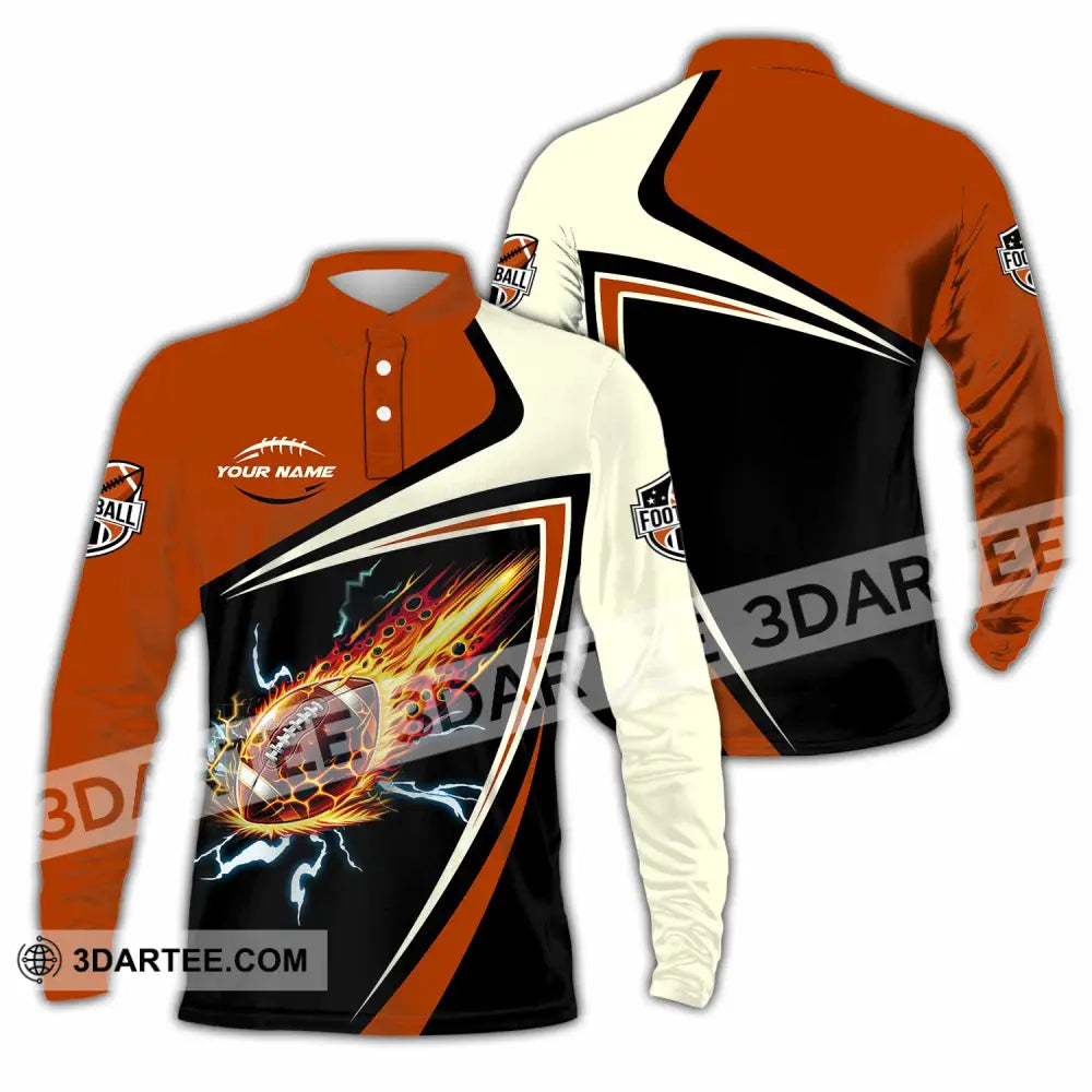 Unisex Shirt Custom Football Fire Sport Shirt Long Sleeve Polo / S T shirt