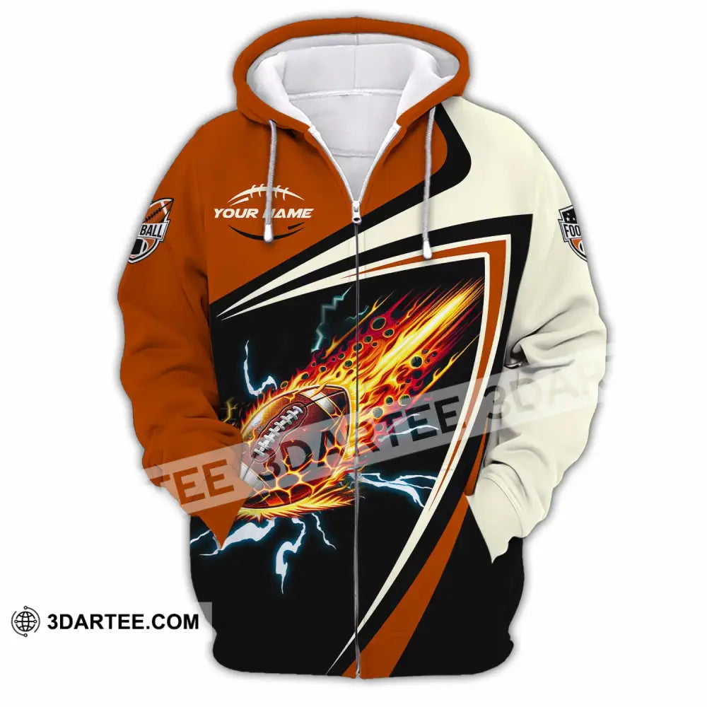 Unisex Shirt Custom Football Fire Sport Shirt Zipper Hoodie / S T shirt