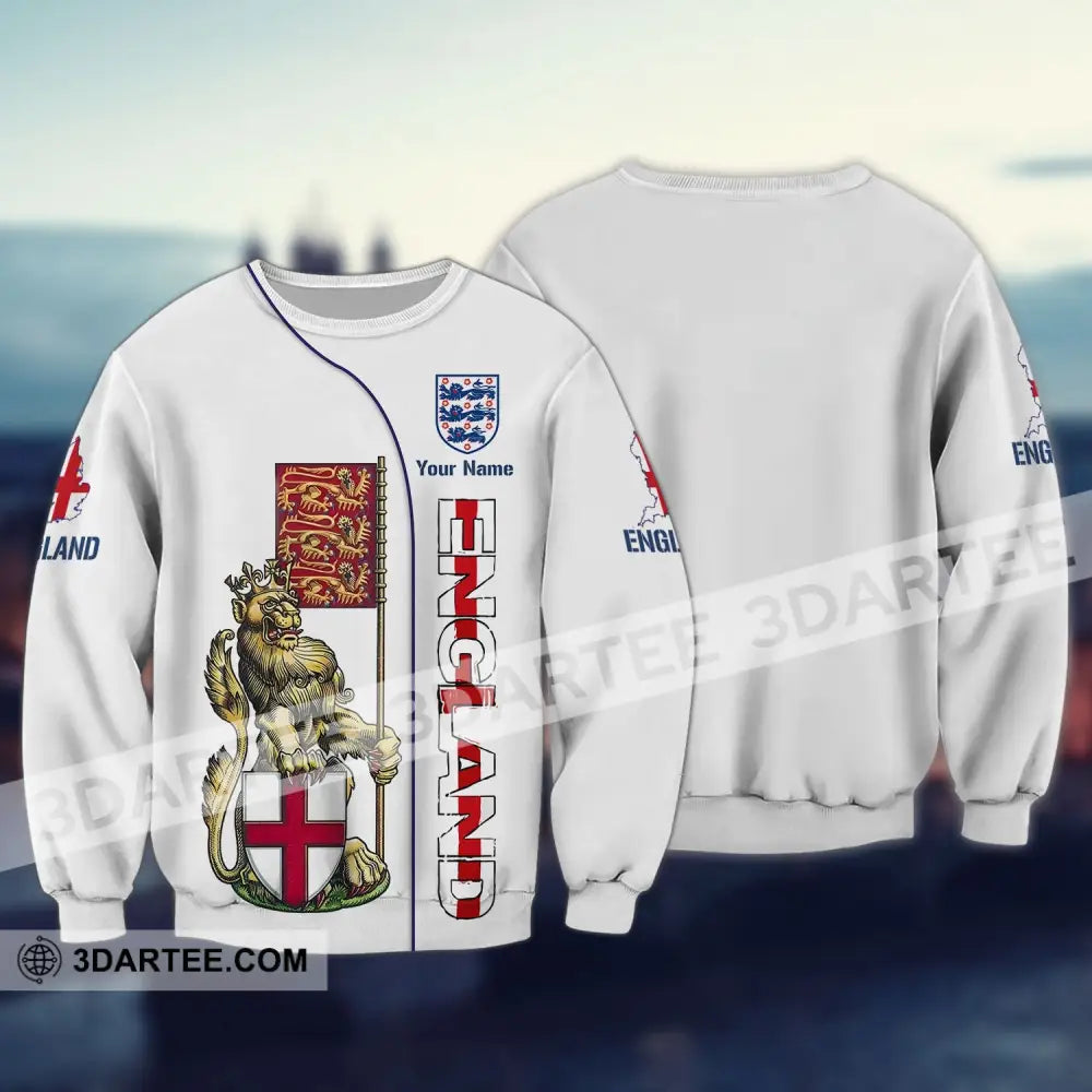 Unisex Shirt - Custom Football Name T-Shirt England The Three Lions Long Sleeve / S T-Shirt