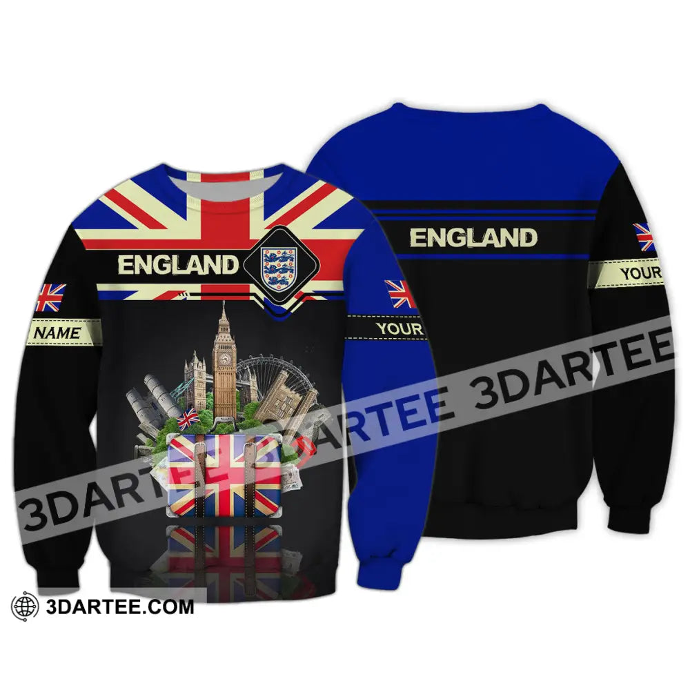 Unisex Shirt - Custom Football Name T-Shirt England Tourist Destinations Long Sleeve / S T-Shirt