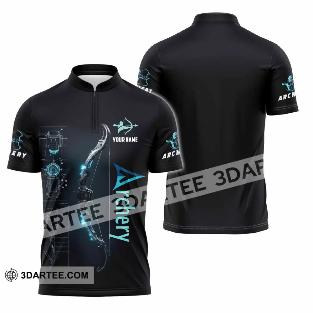 Unisex Shirt - Custom Shirt For Archery Player Zipper Polo Shirt / S T-shirt