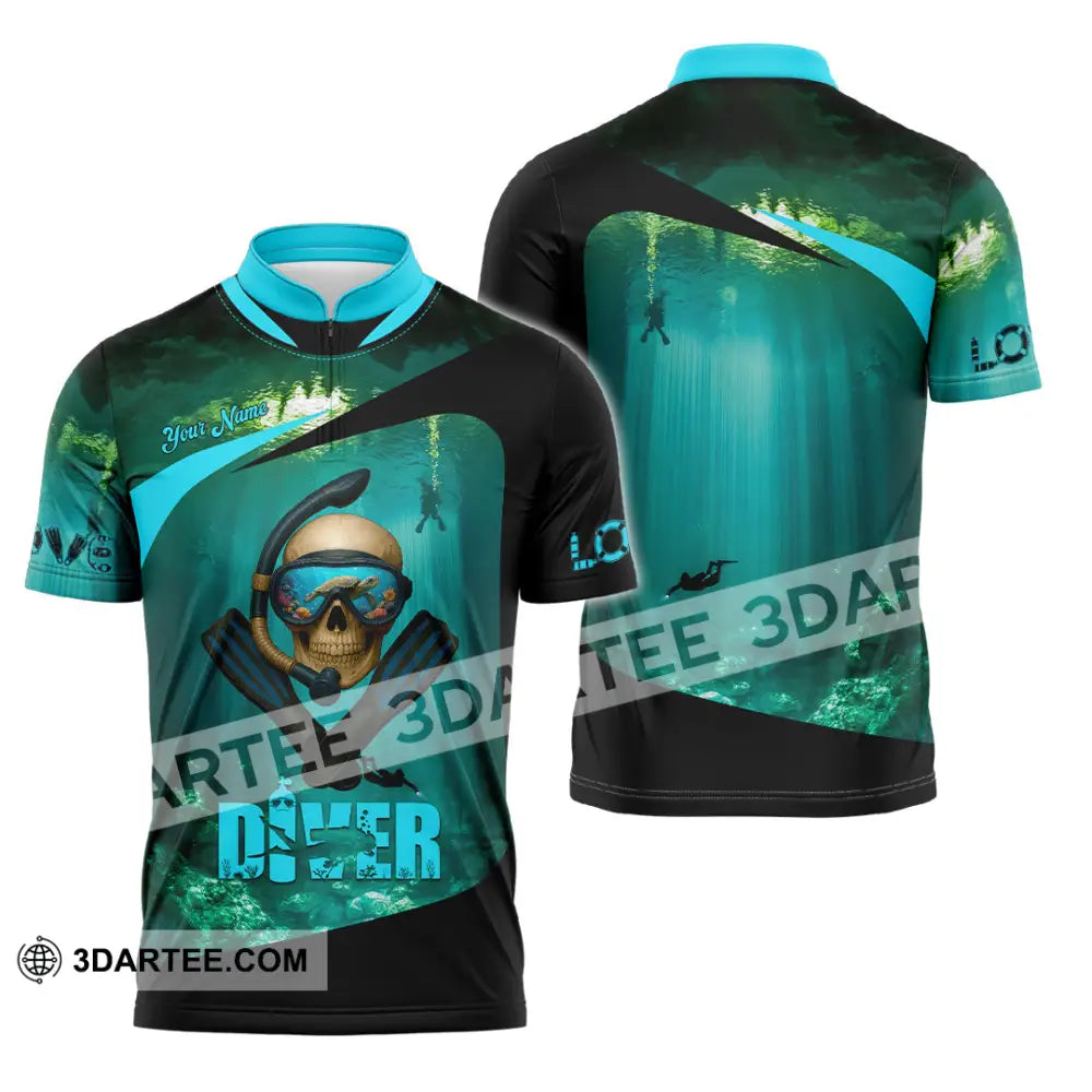 Unisex Shirt - Custom Shirt For Love Diver Zipper Polo Shirt / S T-shirt
