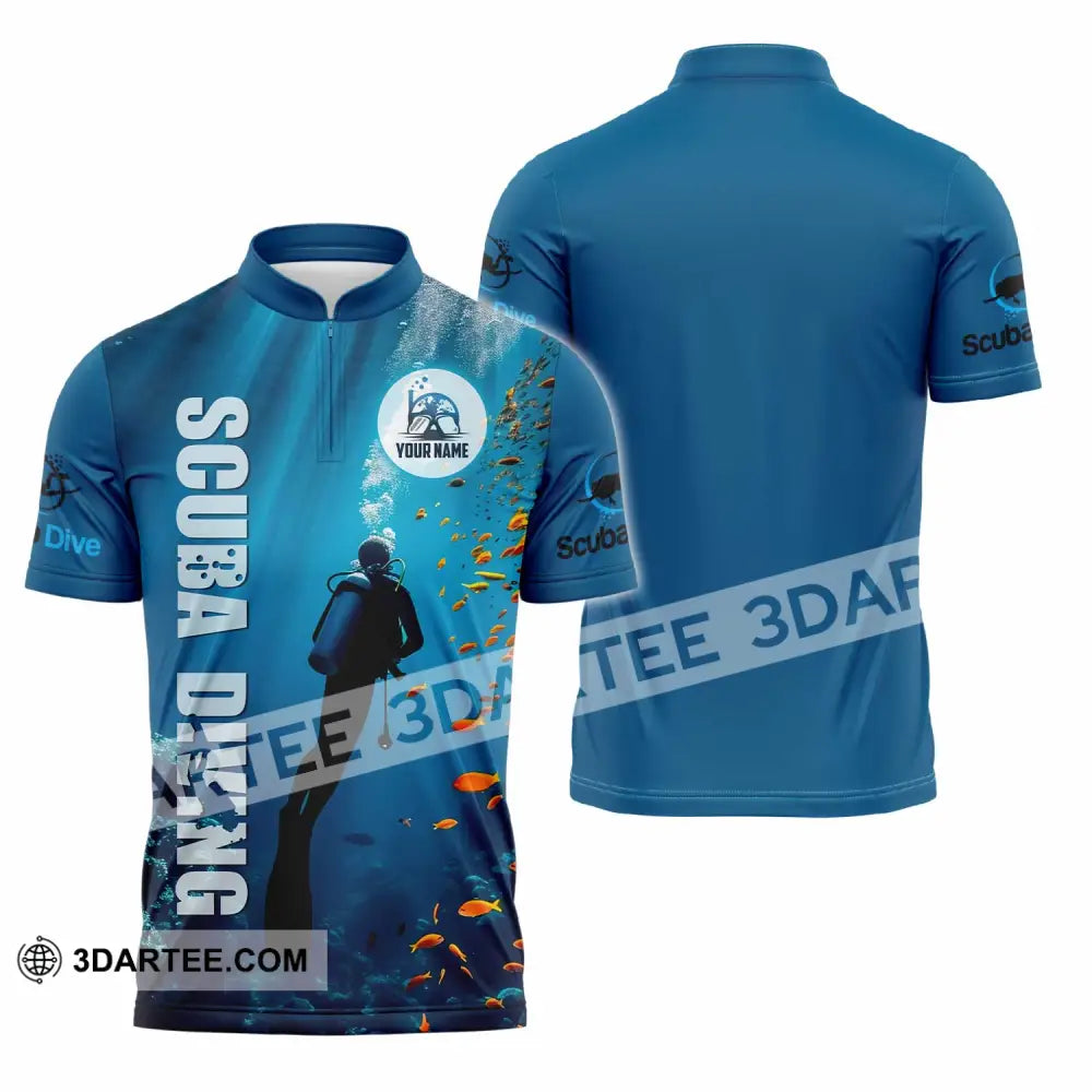 Unisex Shirt - Custom Shirt For Scuba Diving Player Zipper Polo Shirt / S T-shirt