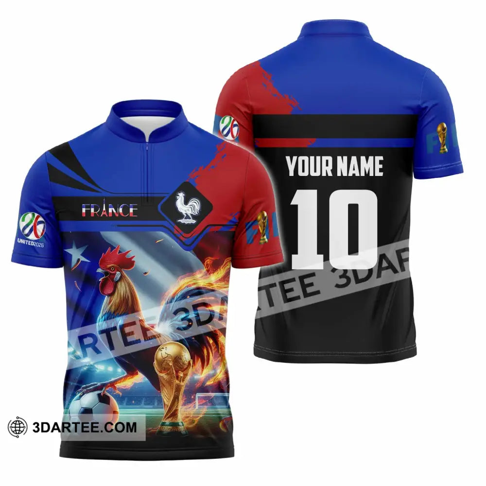 Unisex Shirt - Custom France 3D Shirt Zipper Polo Shirt / S T-shirt