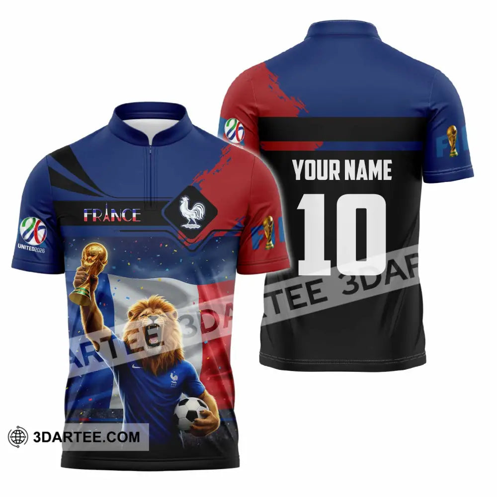 Unisex Shirt - Custom France 3D Shirt Zipper Polo Shirt / S T-shirt