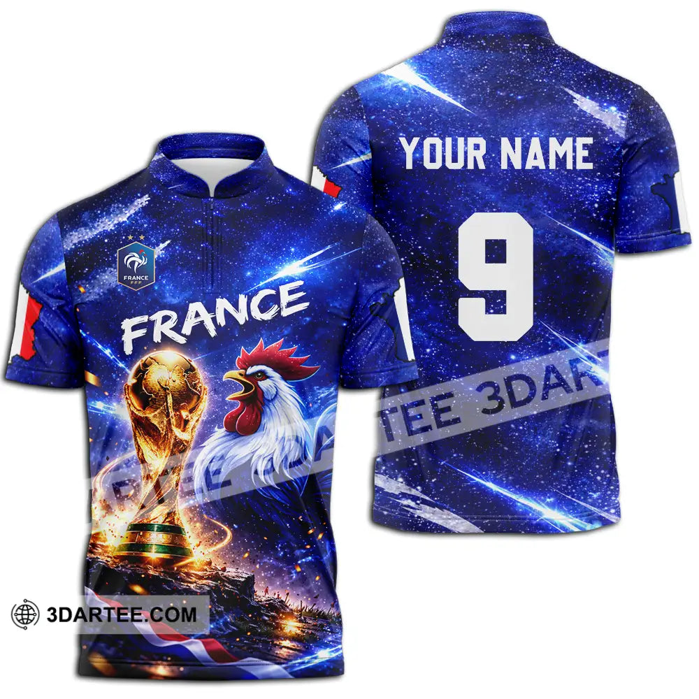 Unisex Shirt - Custom France World Cup 2026 3D Shirt Zipper Polo Shirt / S T-shirt