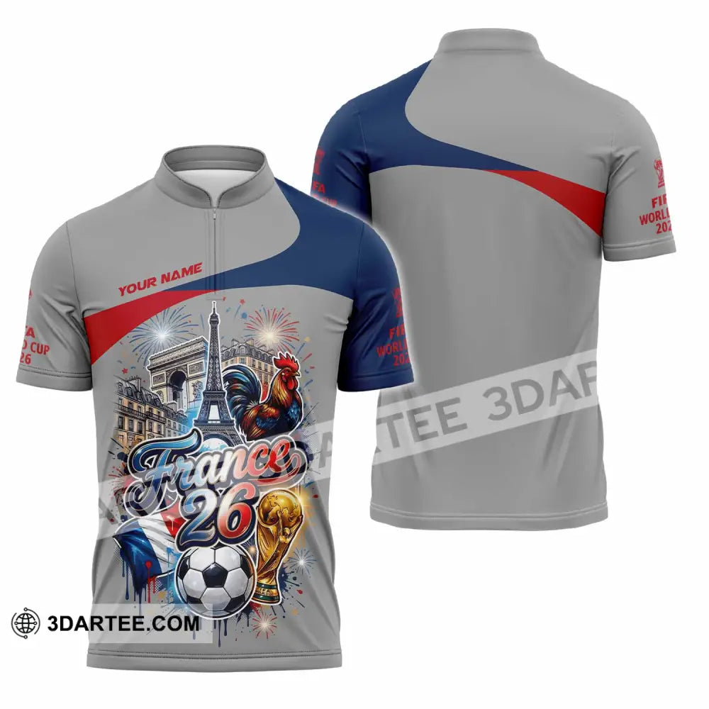 Unisex Shirt - Custom France World Cup 2026 3D Shirt - Zipper Polo Shirt / S - T-shirt