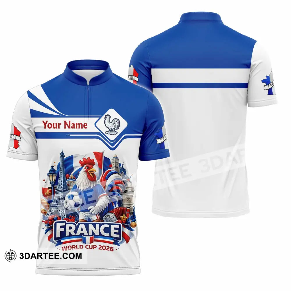 Unisex Shirt - Custom France Fifa World Cup 2026 3D Shirt Zipper Polo Shirt / S T-shirt