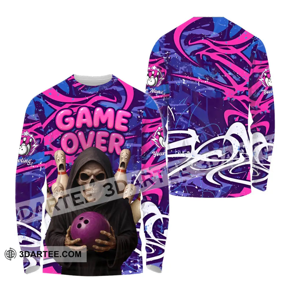 Unisex Shirt - Custom Funny Bowling Game Purple Death Shirt Long Sleeve Shirt / S T-shirt