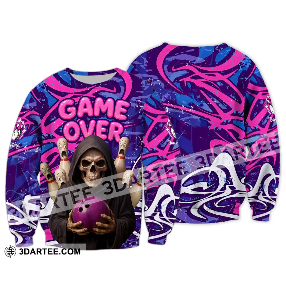Unisex Shirt - Custom Funny Bowling Game Purple Death Shirt Long Sleeve / S T-shirt