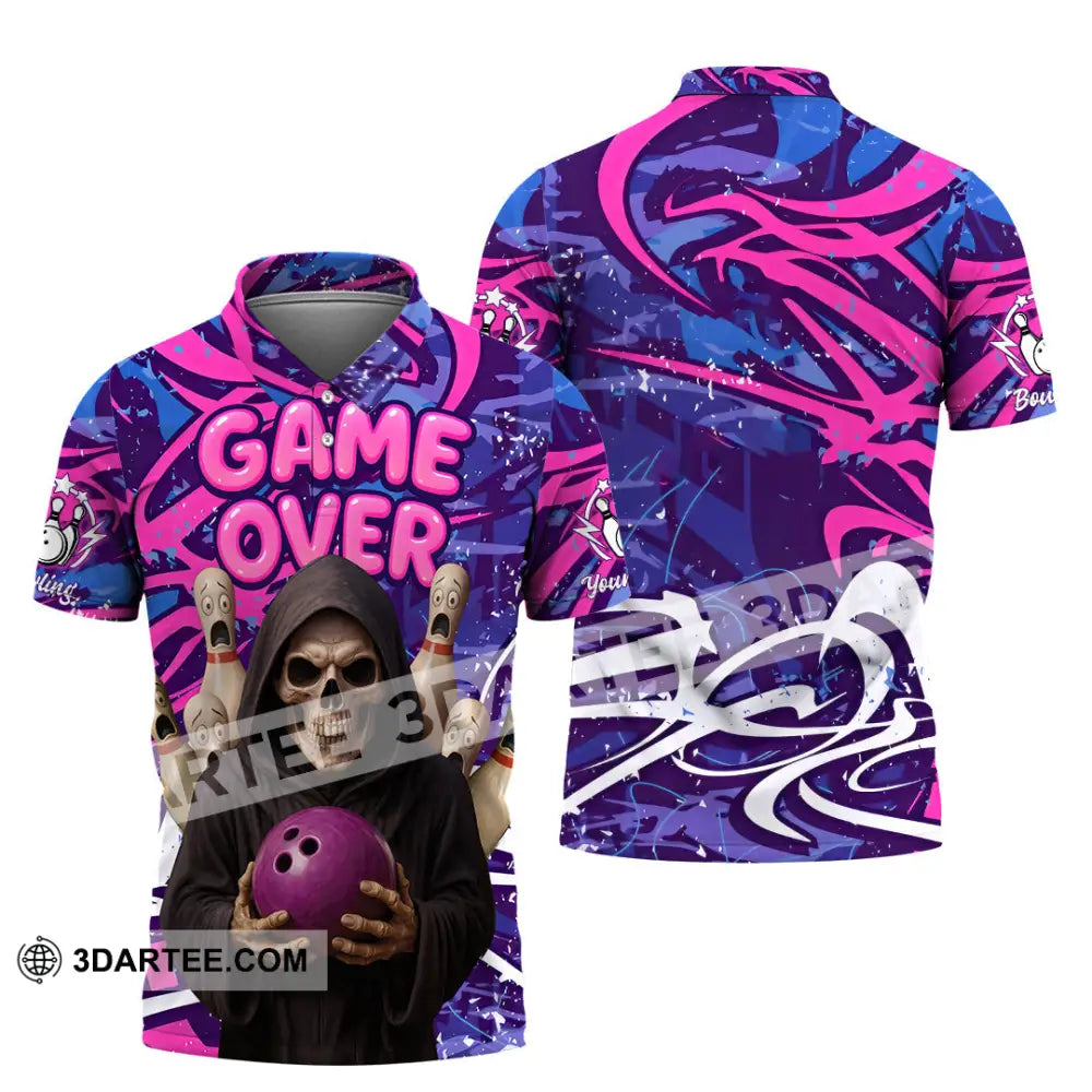 Unisex Shirt - Custom Funny Bowling Game Purple Death Shirt Polo Shirt / S T-shirt