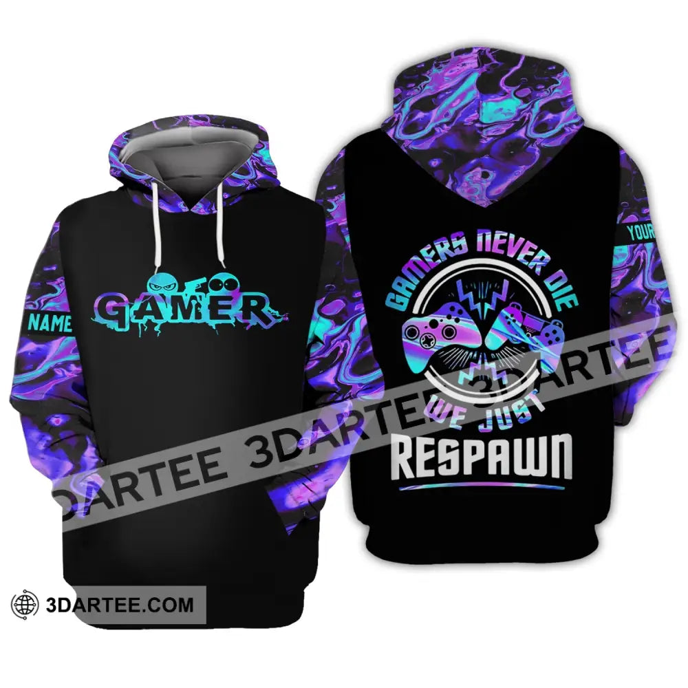 Unisex Shirt - Custom Gamer Name T-Shirt Game Never Die We Just Respawn Hoodie / S T-Shirt