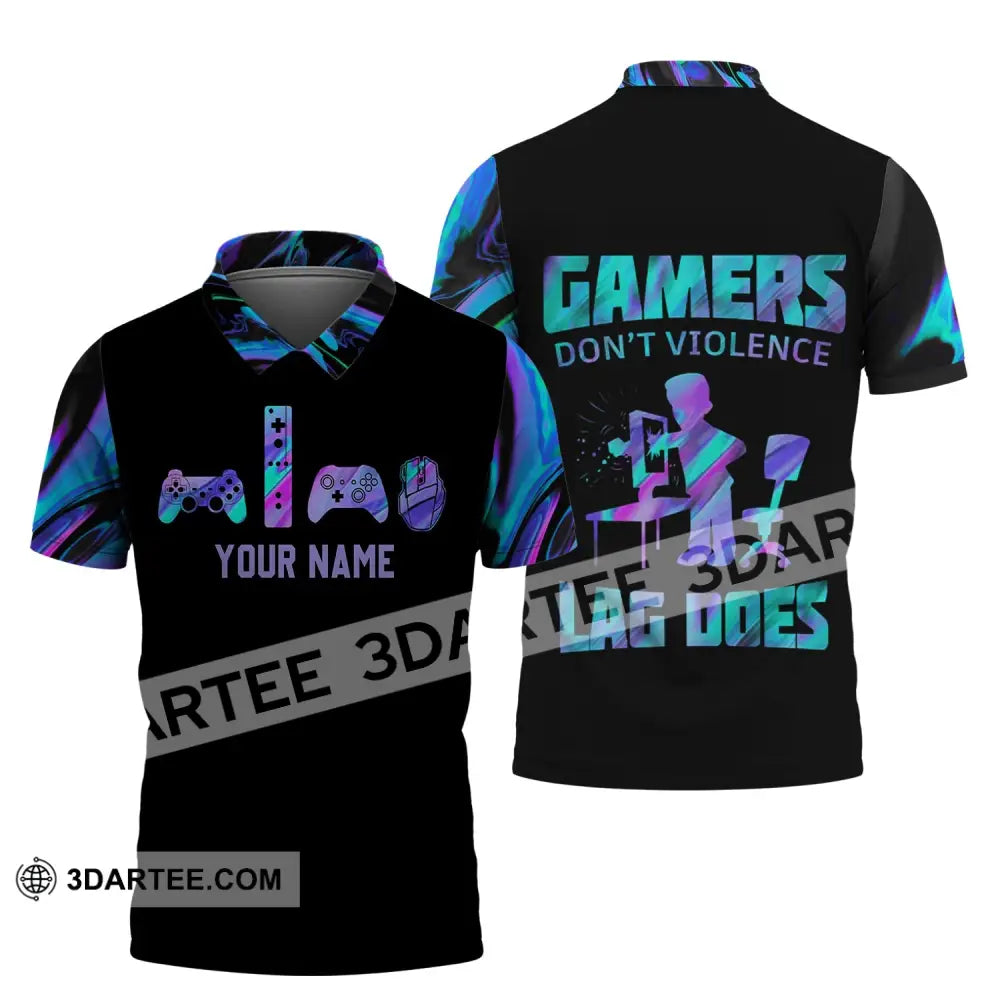 Unisex Shirt - Custom Gamer Name T-Shirt Gamers Don’t Violence Lag Does Polo / S T-Shirt