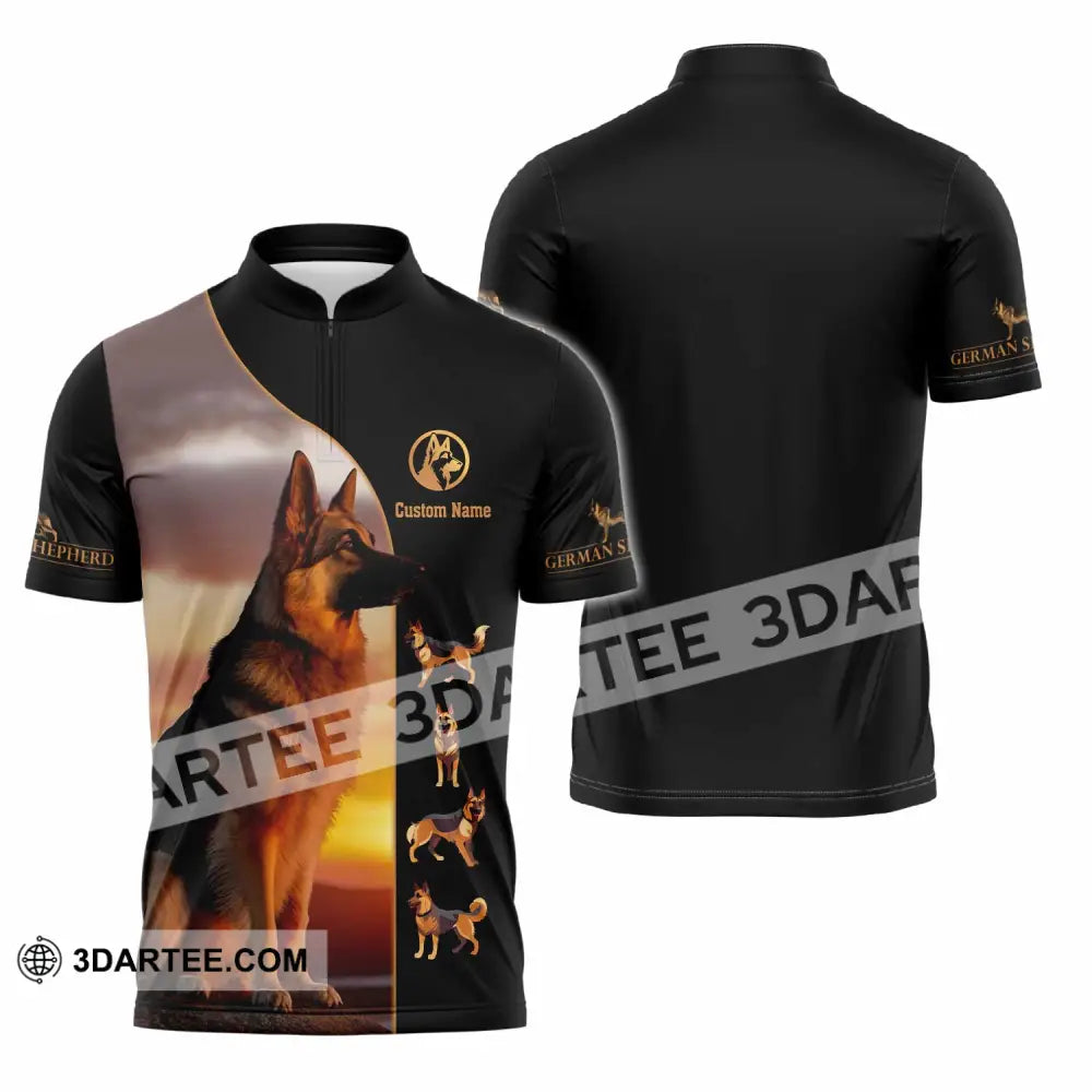Unisex Shirt - Custom German Shepherd Shirt Zipper Polo Shirt / S T-shirt