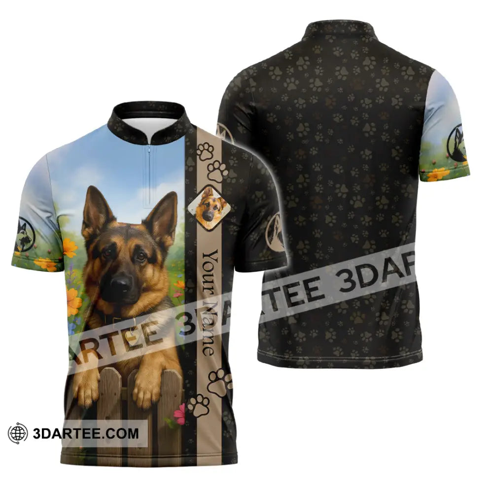 Unisex Shirt - Custom German Shepherd Shirt Zipper Polo Shirt / S T-shirt