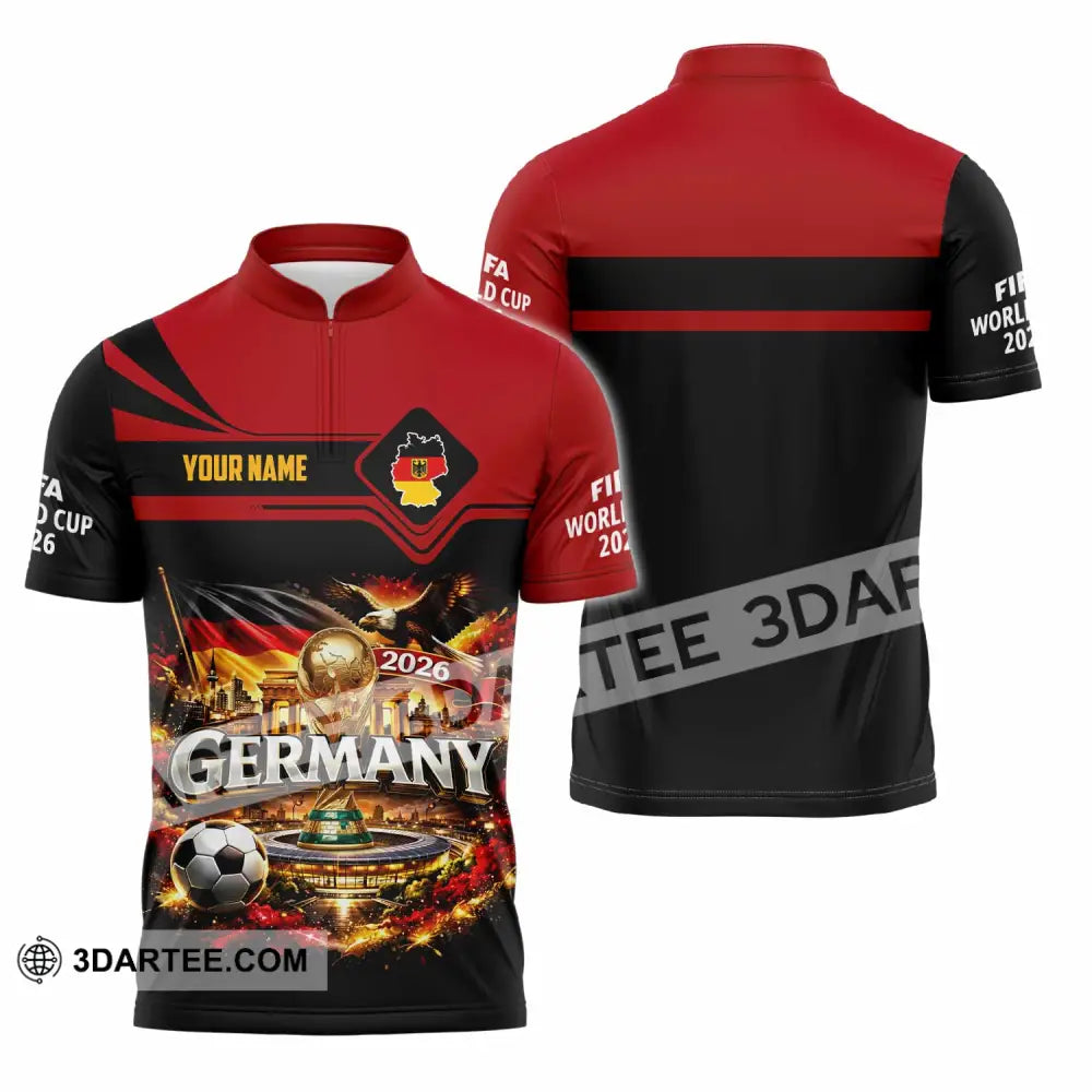 Unisex Shirt - Custom Germany World Cup 2026 3D Shirt Zipper Polo Shirt / S T-shirt