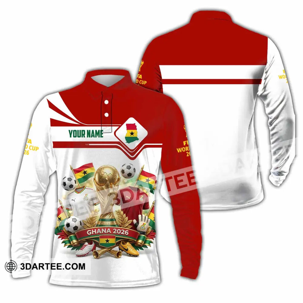 Unisex Shirt - Custom Ghana World Cup 2026 3D Shirt - Long Sleeve Polo / S - T-shirt
