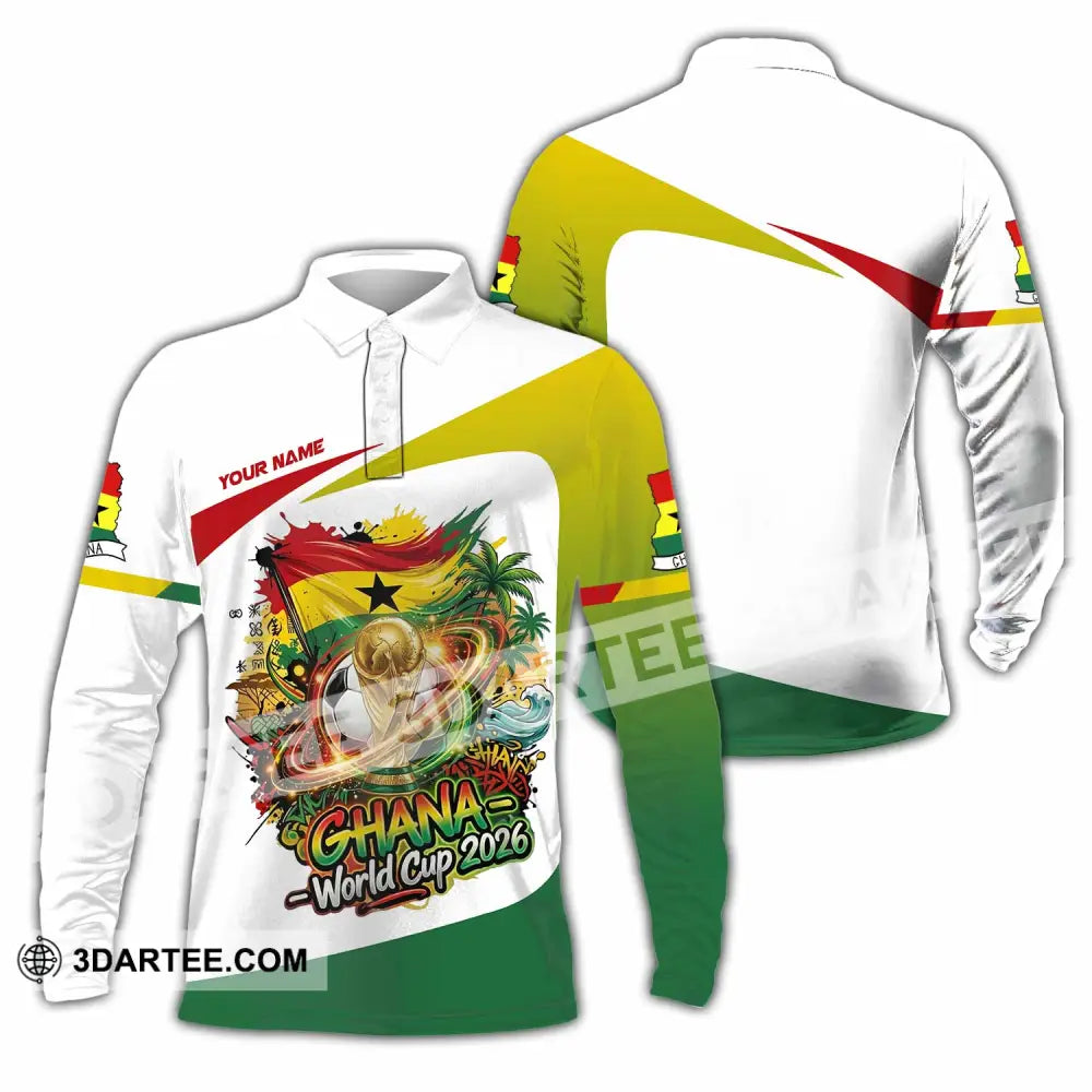 Unisex Shirt - Custom Ghana World Cup 2026 3D Shirt Long Sleeve Polo / S T-shirt