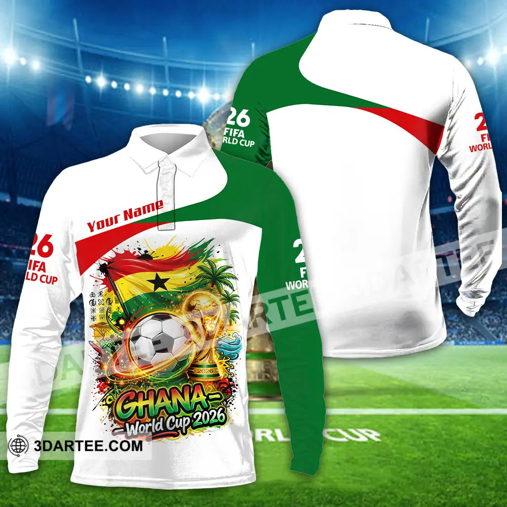 Unisex Shirt - Custom Ghana World Cup 2026 3D Shirt - Long Sleeve Polo / S - T-shirt