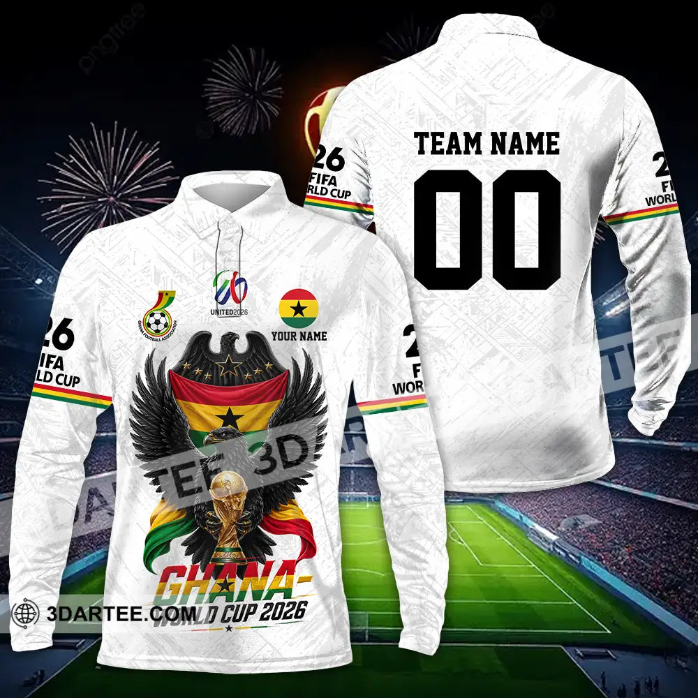 Unisex Shirt - Custom Ghana World Cup 2026 3D Shirt - Long Sleeve Polo / S - T-shirt