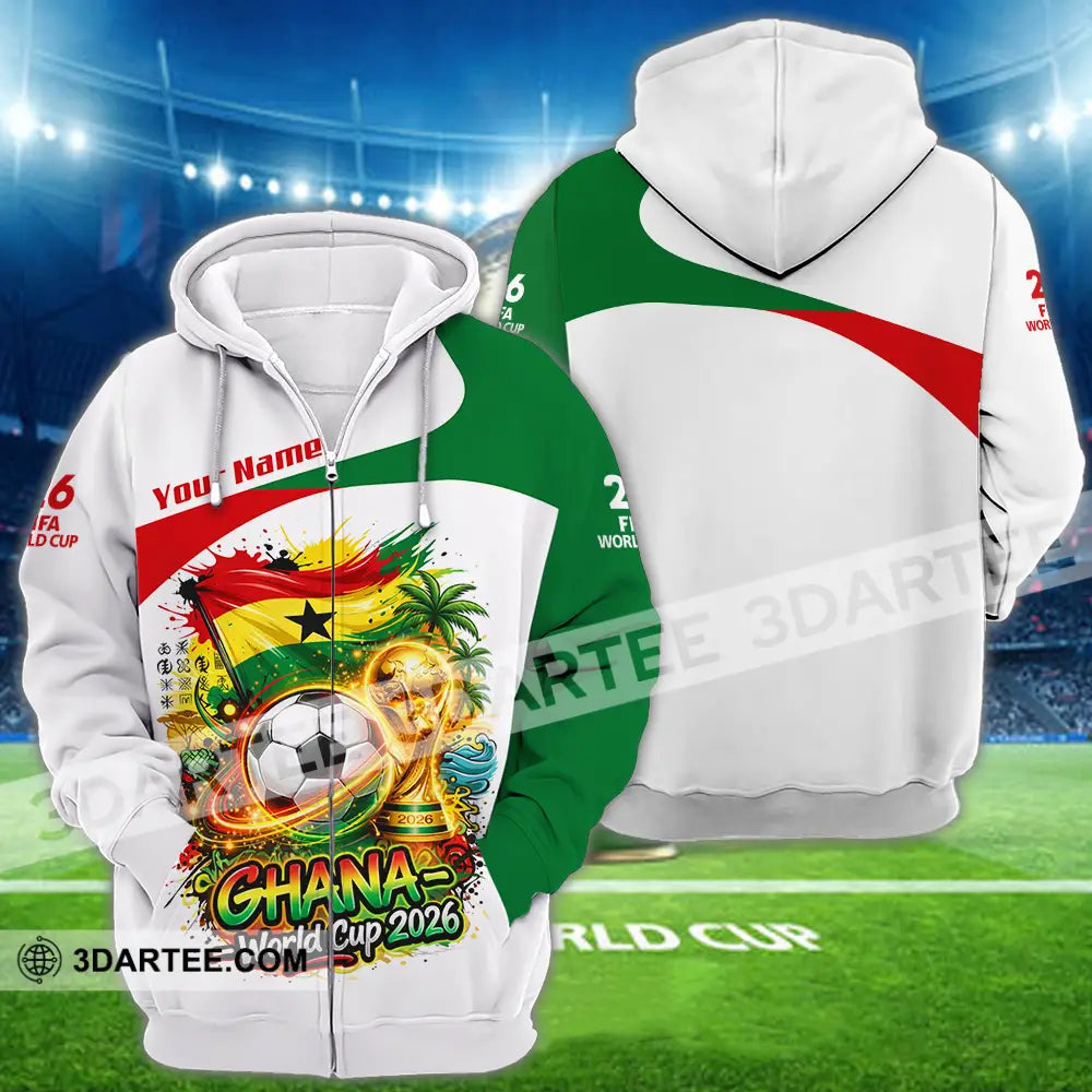 Unisex Shirt - Custom Ghana World Cup 2026 3D Shirt - Zipper Hoodie / S - T-shirt