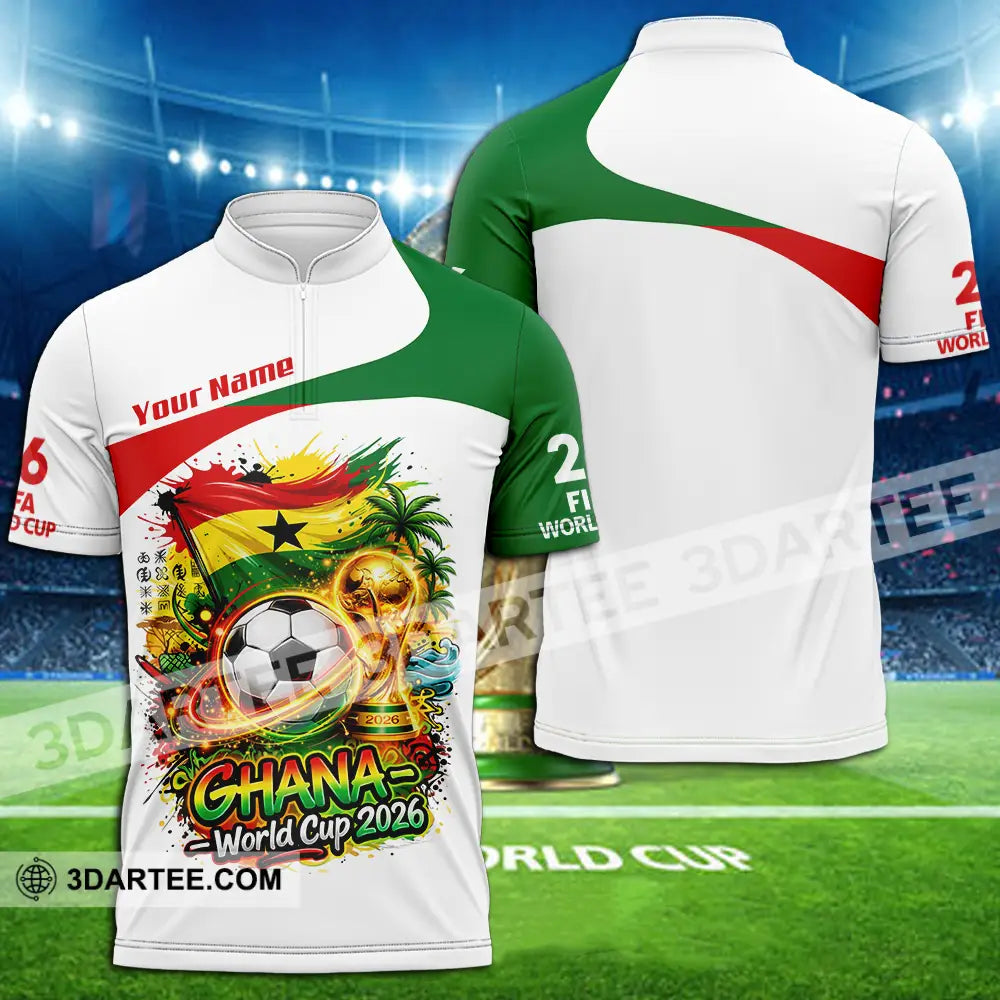 Unisex Shirt - Custom Ghana World Cup 2026 3D Shirt - Zipper Polo Shirt / S - T-shirt
