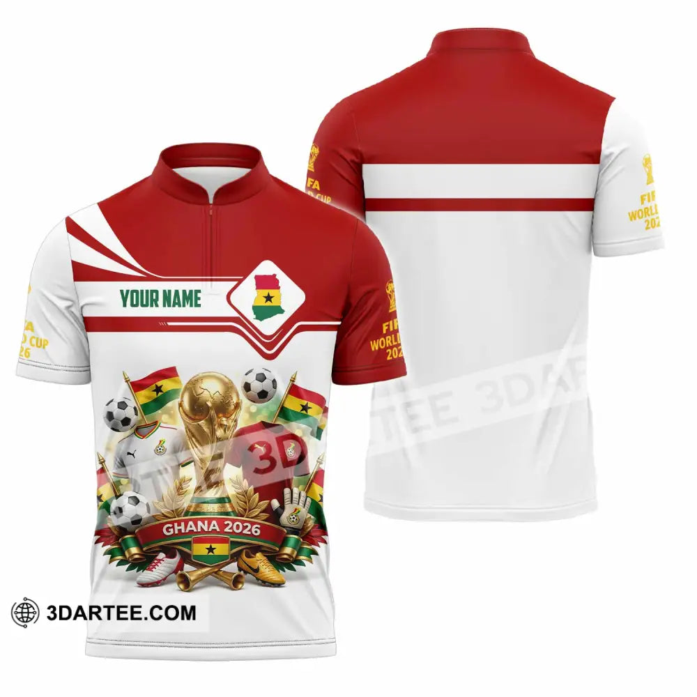 Unisex Shirt - Custom Ghana World Cup 2026 3D Shirt - Zipper Polo Shirt / S - T-shirt