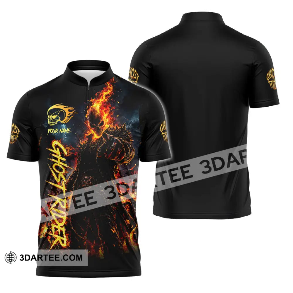 Unisex Shirt - Custom Ghost Rider Shirt - Zipper Polo Shirt / S - T-shirt