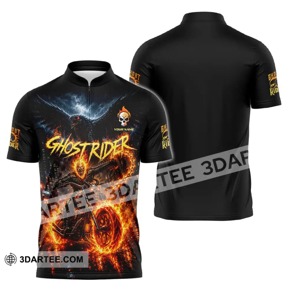 Unisex Shirt - Custom Ghost Rider Shirt - Zipper Polo Shirt / S - T-shirt