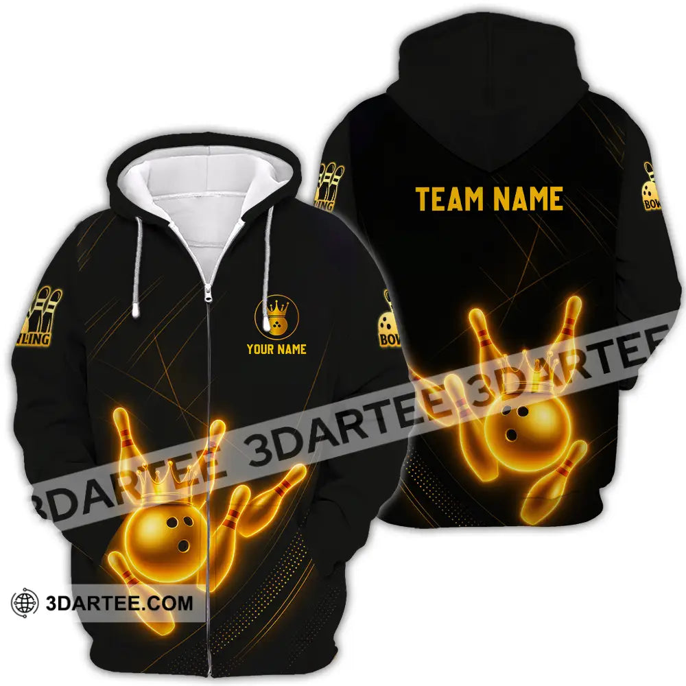 Unisex Shirt - Custom Golden Bowling Shirt Zipper Hoodie / S T-shirt