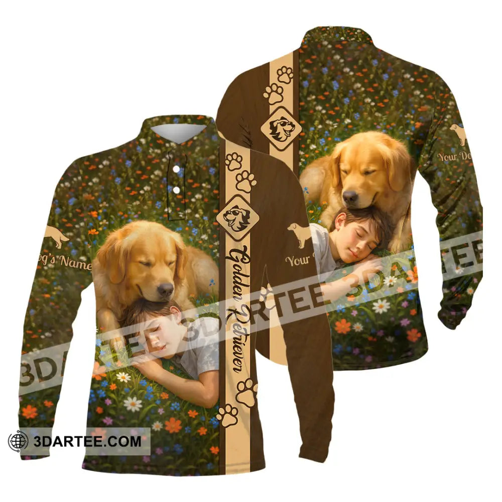 Unisex Shirt - Custom Golden Retriever Shirt Long Sleeve Polo / S T-shirt