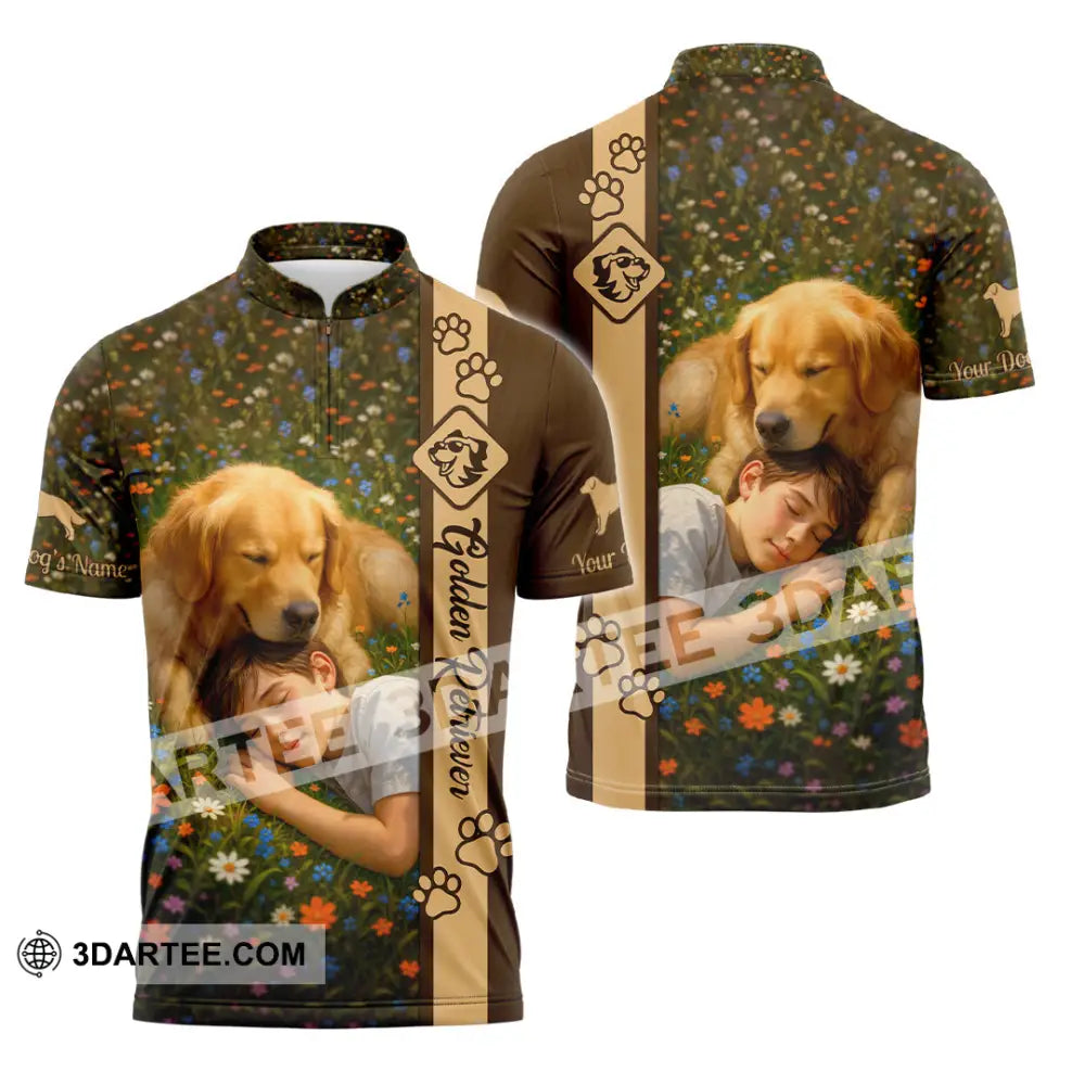 Unisex Shirt - Custom Golden Retriever Shirt Zipper Polo Shirt / S T-shirt