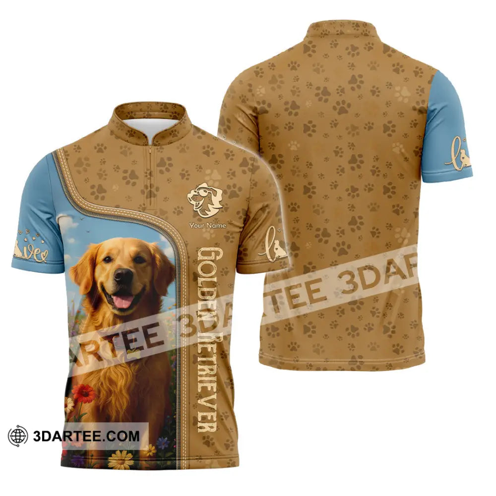 Unisex Shirt - Custom Golden Retriever Shirt Zipper Polo Shirt / S T-shirt
