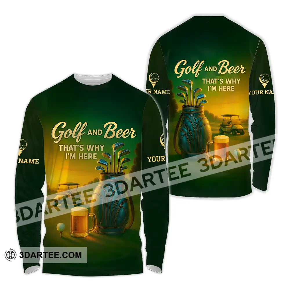 Unisex Shirt - Custom Golf And Beer Shirt Long Sleeve Shirt / S T-shirt