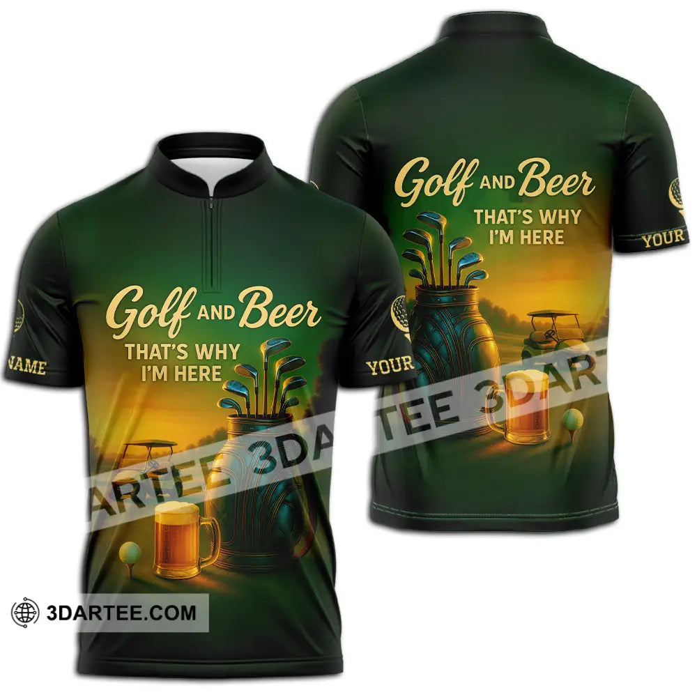 Unisex Shirt - Custom Golf And Beer Shirt Zipper Polo Shirt / S T-shirt
