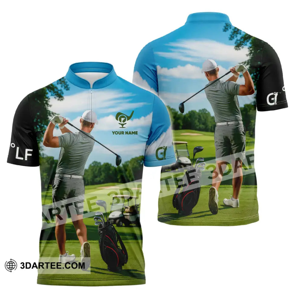 Unisex Shirt - Custom Golf Man Shirt Zipper Polo Shirt / S T-shirt