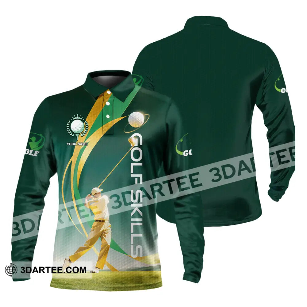 Unisex Shirt - Custom Golf Skills 3D Shirt Long Sleeve Polo / S T-shirt