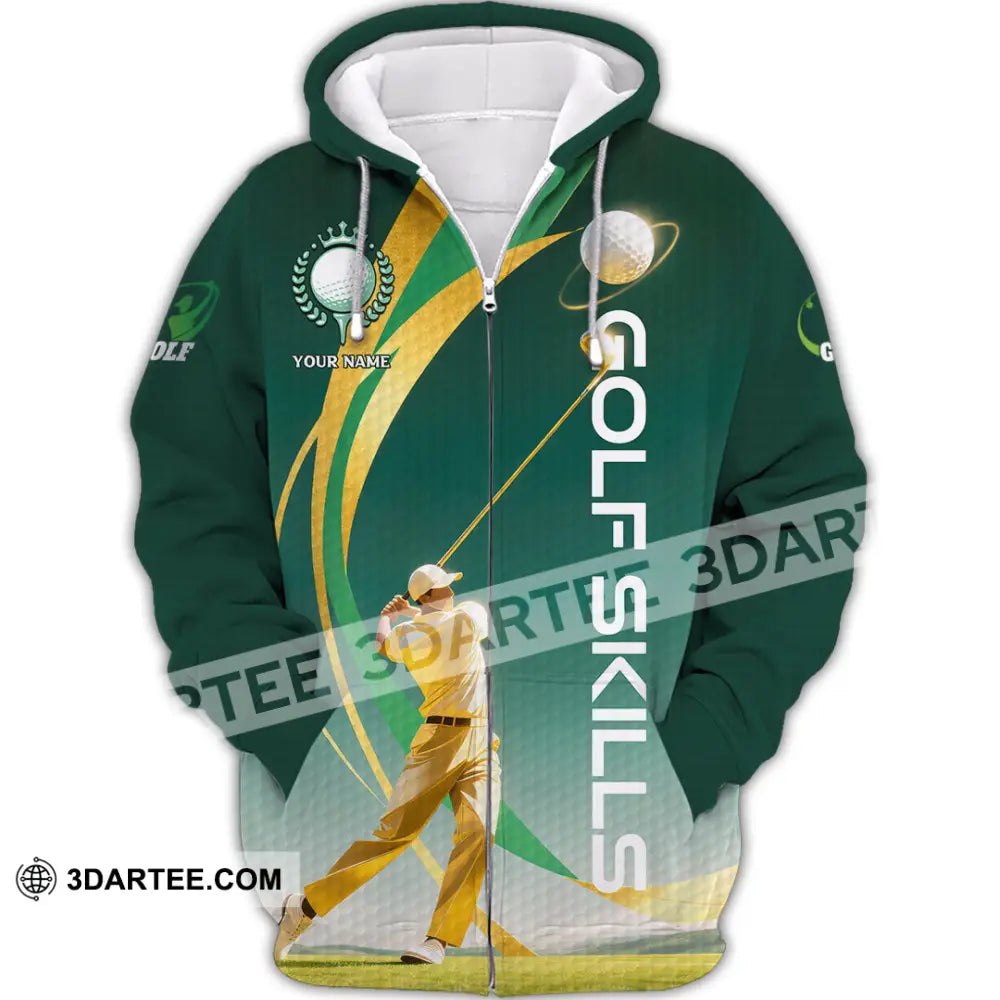 Unisex Shirt - Custom Golf Skills 3D Shirt Zipper Hoodie / S T-shirt