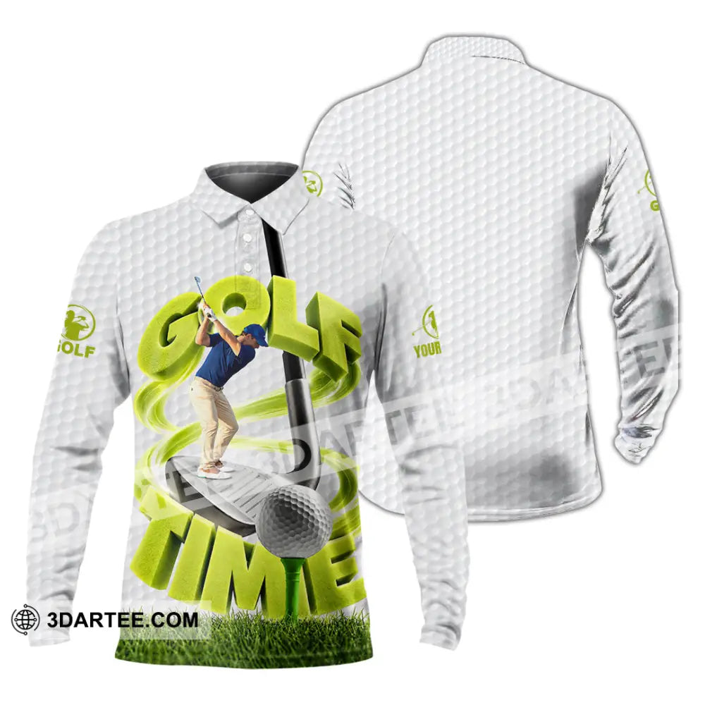 Unisex Shirt - Custom Golf Time Shirt - Long Sleeve Polo / S - T-shirt