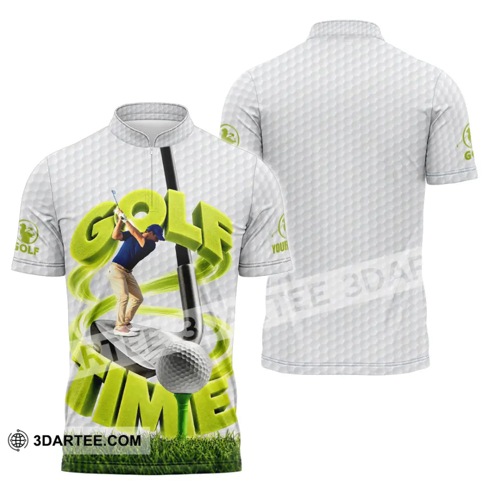Unisex Shirt - Custom Golf Time Shirt - Zipper Polo Shirt / S - T-shirt