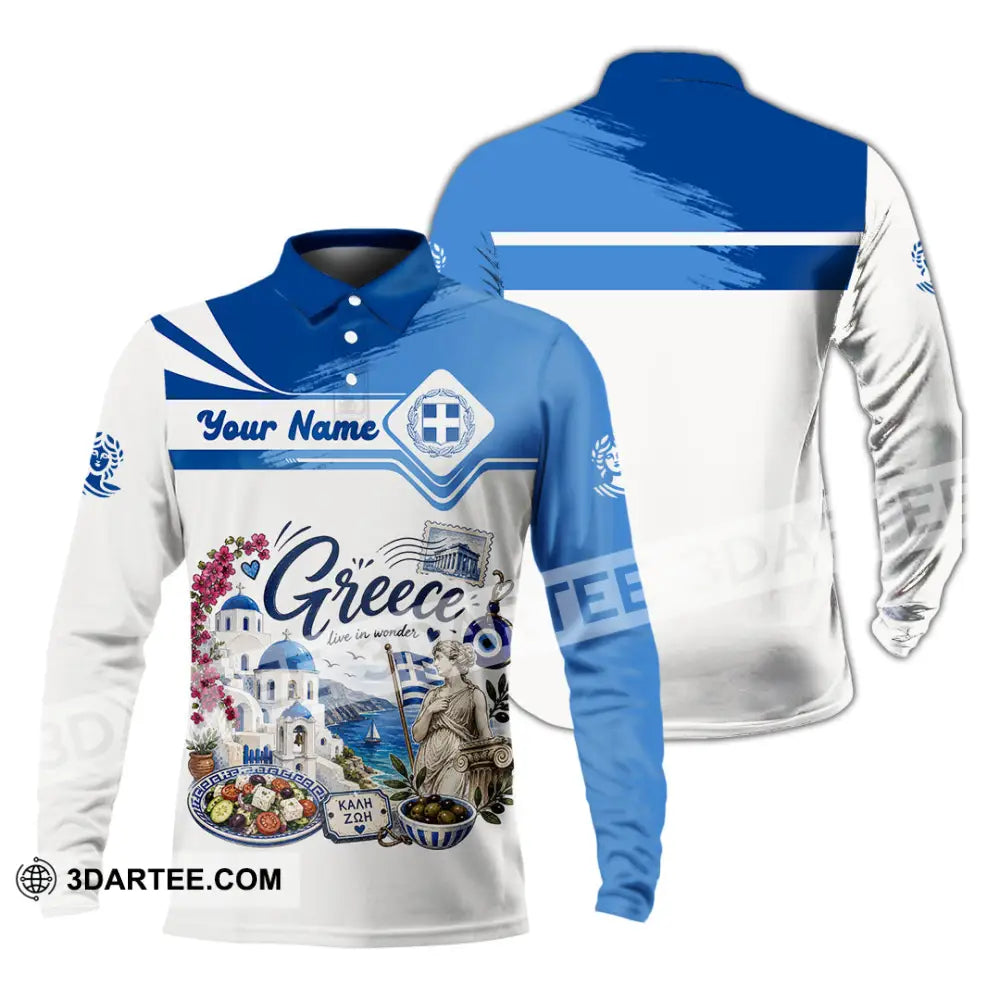 Unisex Shirt - Custom Greece Shirt - Long Sleeve Polo / S - T-shirt