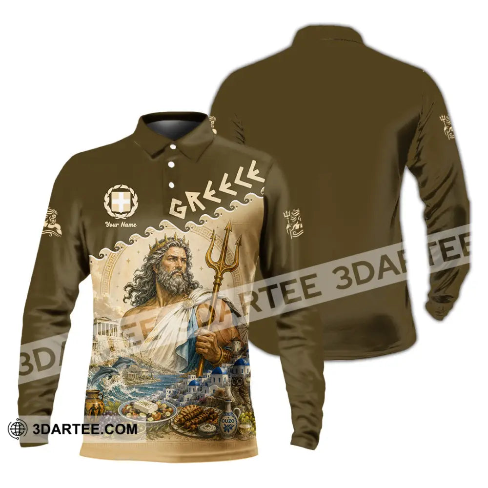 Unisex Shirt - Custom Greece Shirt - Long Sleeve Polo / S - T-shirt