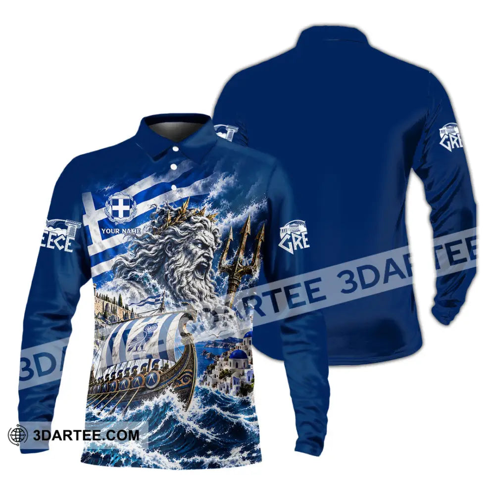 Unisex Shirt - Custom Greece Shirt - Long Sleeve Polo / S - T-shirt