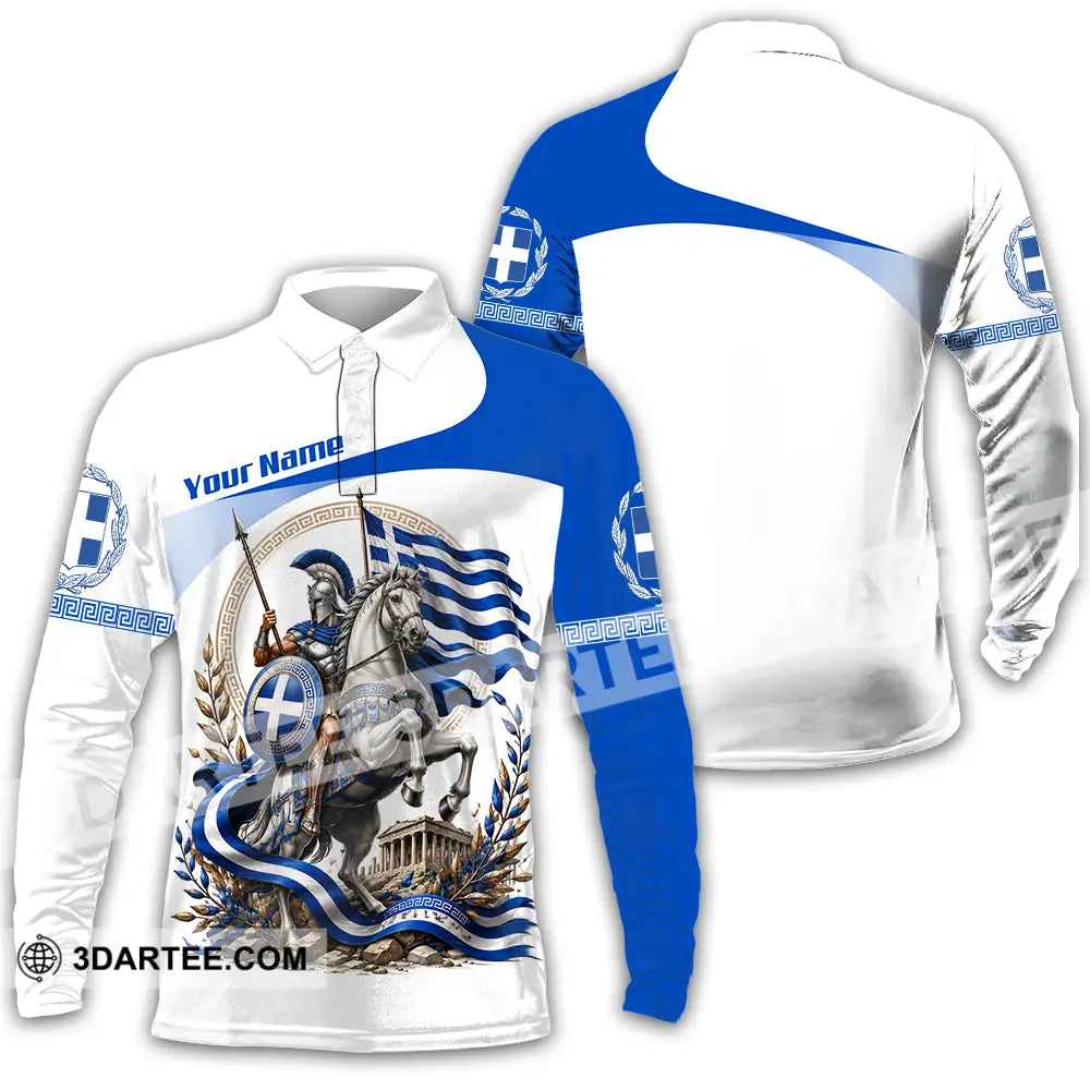 Unisex Shirt - Custom Greece Shirt - Long Sleeve Polo / S - T-shirt