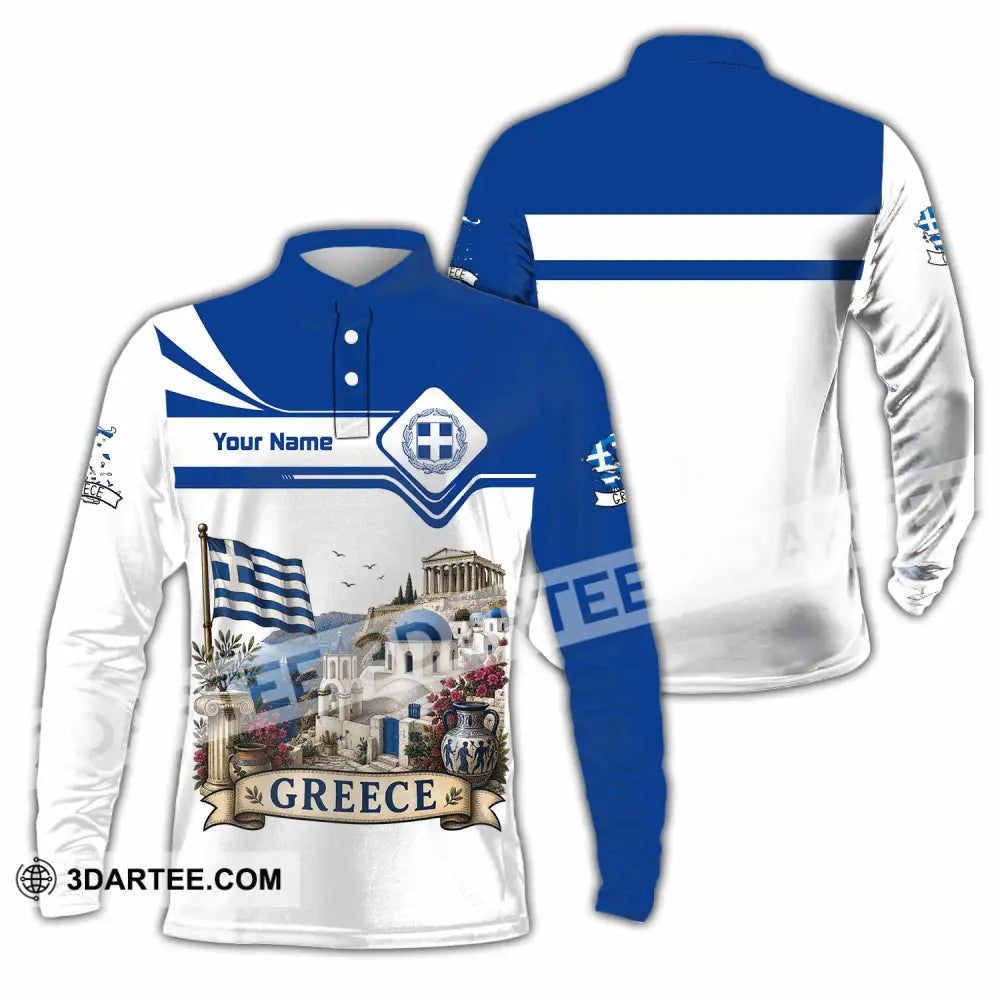 Unisex Shirt - Custom Greece Shirt - Long Sleeve Polo / S - T-shirt