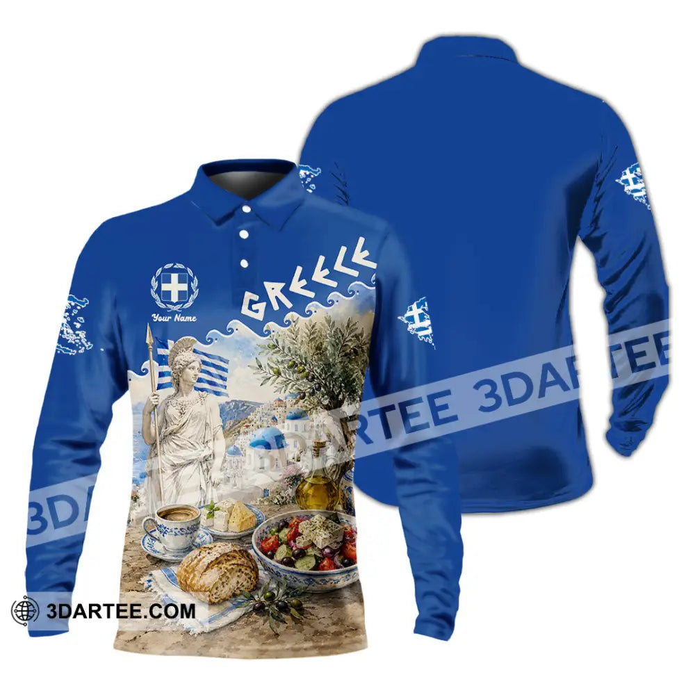 Unisex Shirt - Custom Greece Shirt - Long Sleeve Polo / S - T-shirt