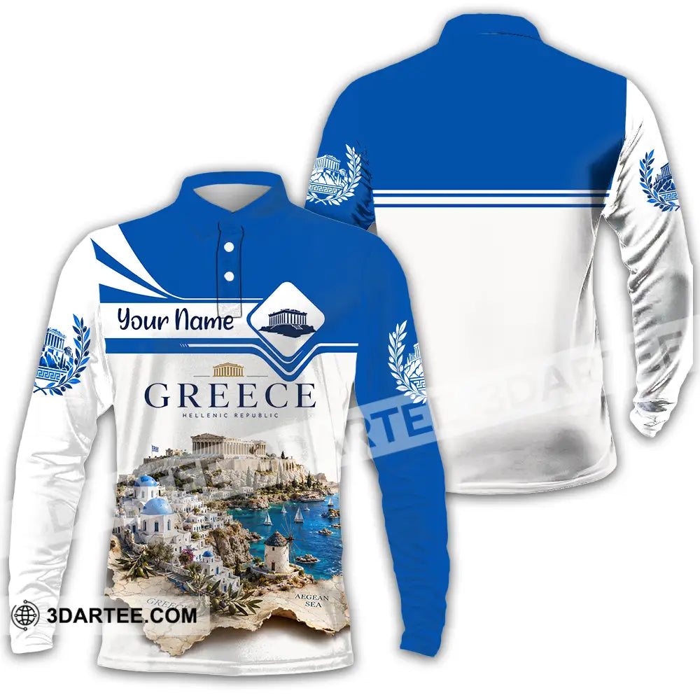 Unisex Shirt - Custom Greece Shirt - Long Sleeve Polo / S - T-shirt