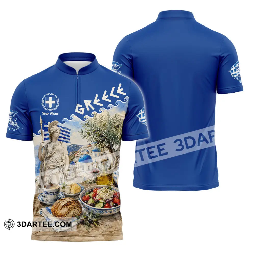 Unisex Shirt - Custom Greece Shirt - Zipper Polo Shirt / S - T-shirt